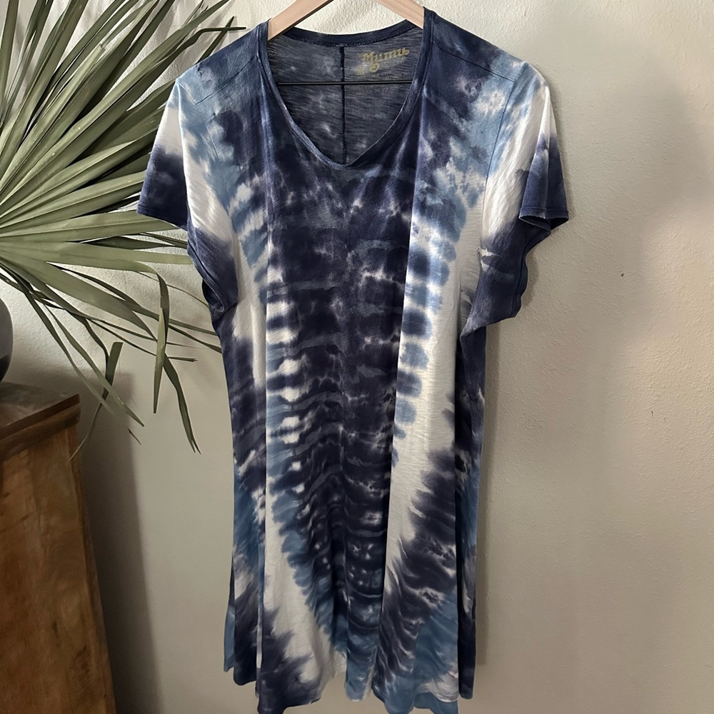 Show Me Your Mumu Tie-Dye Blue and White Women's Dress Medium